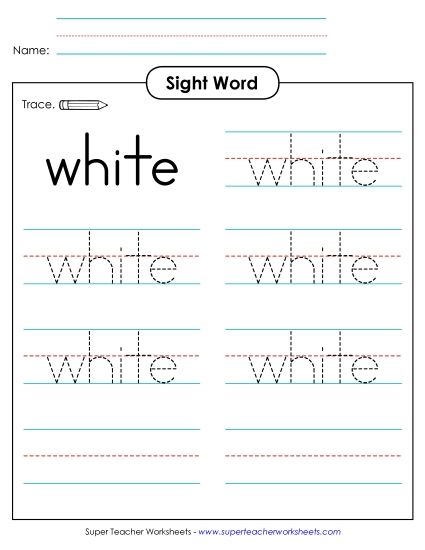 Trace the Word: White (Printable PDF Worksheet)