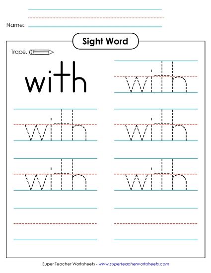 Trace the Word: With (Printable PDF Worksheet)