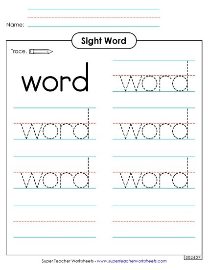 Trace the Word: Word (Printable PDF Worksheet)