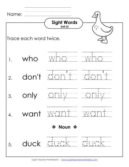 Worksheets - Trace Twice (Unit 22) (Printable PDF Worksheet)