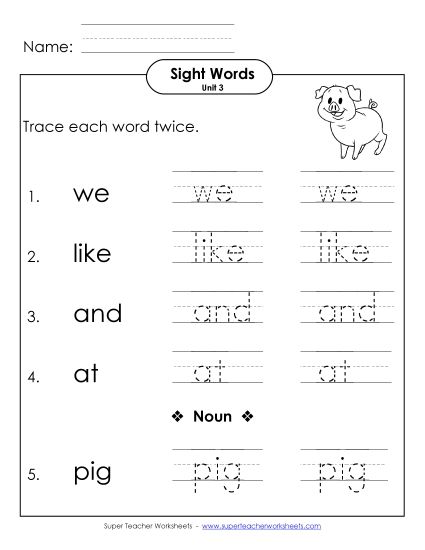 Worksheets - Trace Twice (Unit 3) (Printable PDF Worksheet)