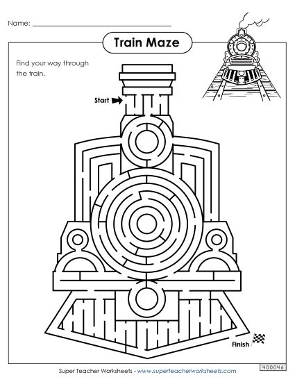Hard - Train Maze - Harder (Printable PDF Worksheet)