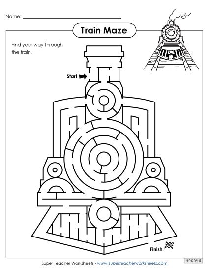 Medium - Train Maze - Medium (Printable PDF Worksheet)