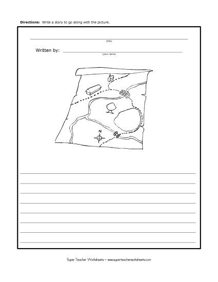 Story Pictures - Treasure Map (Printable PDF Worksheet)