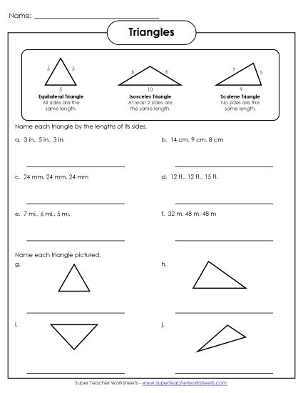 Triangles - Triangle Types (Printable PDF Worksheet)