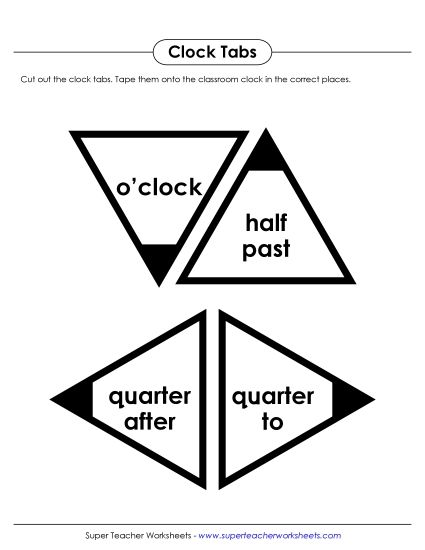 Tabs for Classroom Clock - Triangular Clock Tabs (Advanced Learning) (Printable PDF Worksheet)