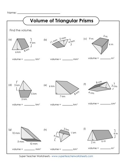Triangular Prisms - Triangular Prisms (Printable PDF Worksheet)