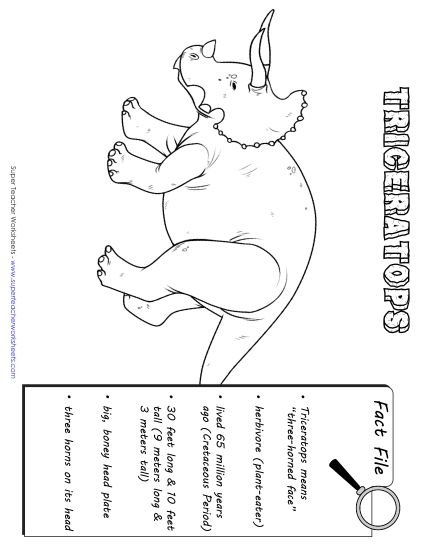 Dino Fact Files - Triceratops Fact File (Printable PDF Worksheet)