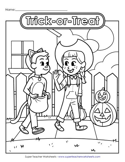 Advanced Pictures (For Older Children) - Trick-or-Treat Kids (Printable PDF Worksheet)