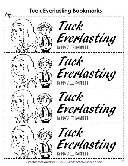 Whole Book - Tuck Everlasting Bookmarks (Printable PDF Worksheet)