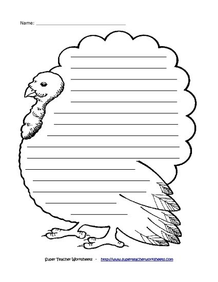 Thanksgiving Games, Puzzles, & Activities - Turkey Paper with Lines (Printable PDF Worksheet)