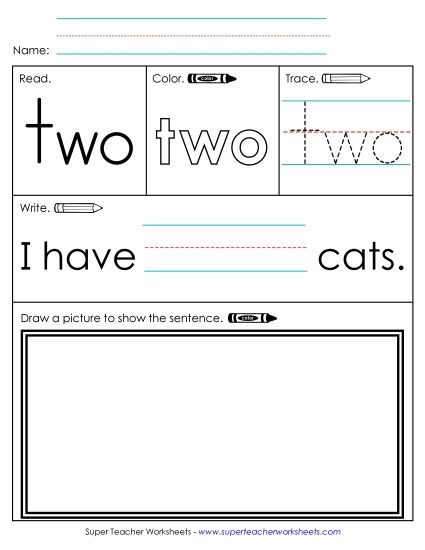 Individual Sight Words - Two (Sight Word) (Printable PDF Worksheet)