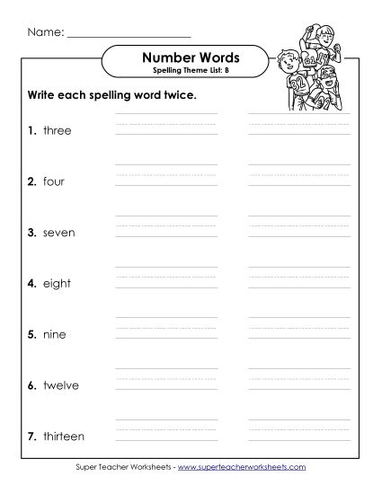 Worksheets and Activities - Two Times (B-Number Words) (Printable PDF Worksheet)