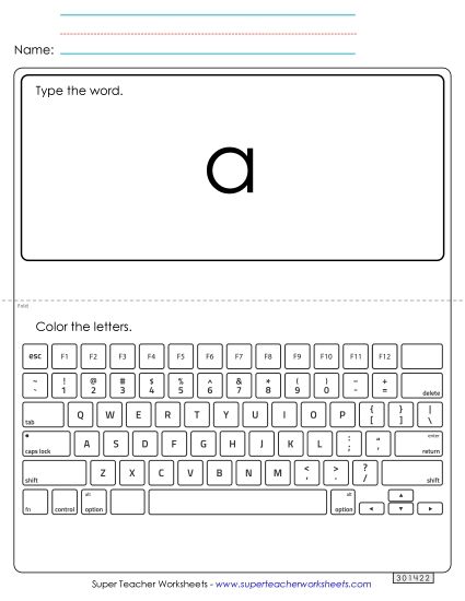 Type the Word: A (Printable PDF Worksheet)