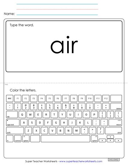Type the Word: Air (Printable PDF Worksheet)