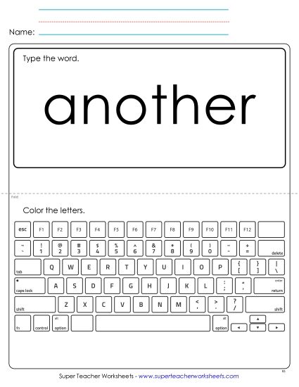 Type the Word: Another (Printable PDF Worksheet)