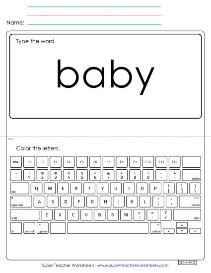 Type the Word: Baby (Printable PDF Worksheet)