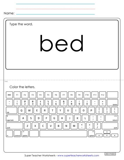 Type the Word: Bed (Printable PDF Worksheet)