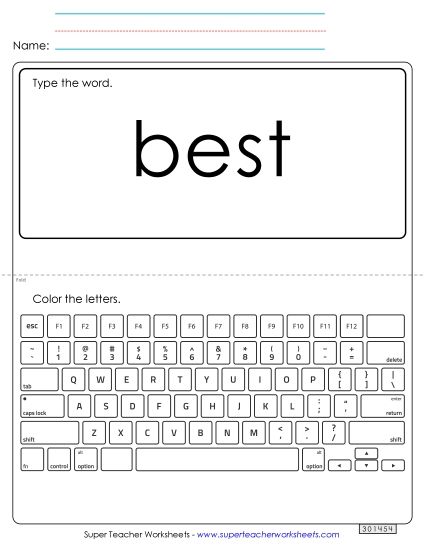 Type the Word: Best (Printable PDF Worksheet)