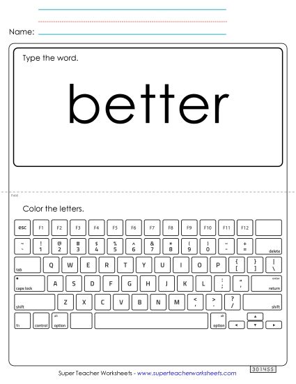 Type the Word: Better (Printable PDF Worksheet)
