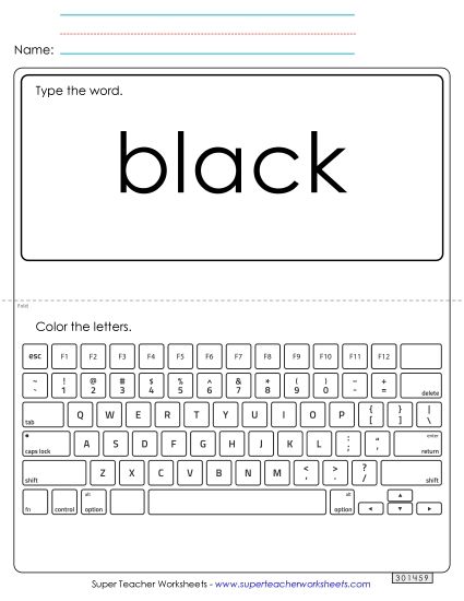 Type the Word: Black (Printable PDF Worksheet)
