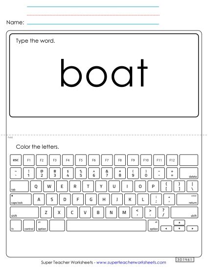 Type the Word: Boat (Printable PDF Worksheet)