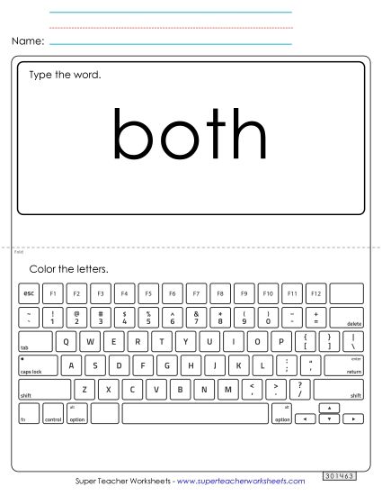 Type the Word: Both (Printable PDF Worksheet)