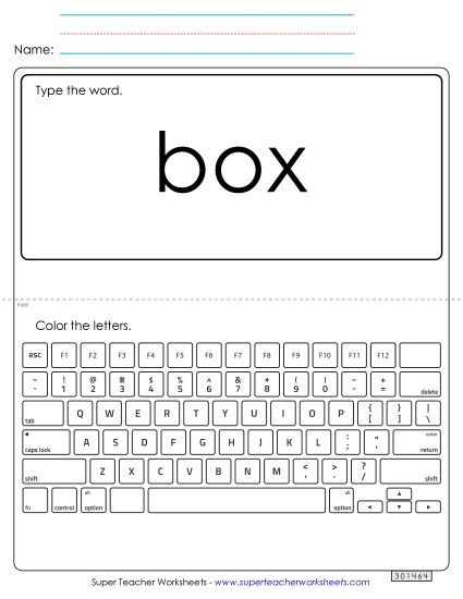 Type the Word: Box (Printable PDF Worksheet)