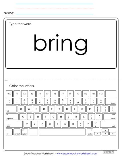 Type the Word: Bring (Printable PDF Worksheet)