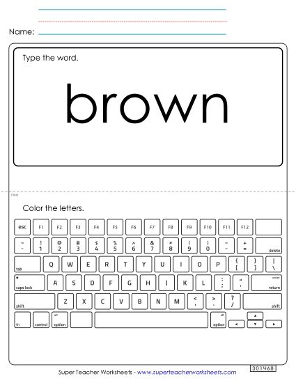 Type the Word: Brown (Printable PDF Worksheet)