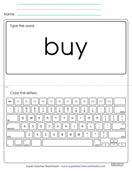 Type the Word: Buy (Printable PDF Worksheet)