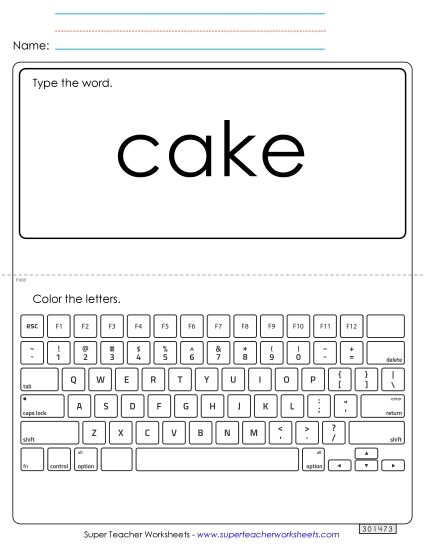 Type the Word: Cake (Printable PDF Worksheet)
