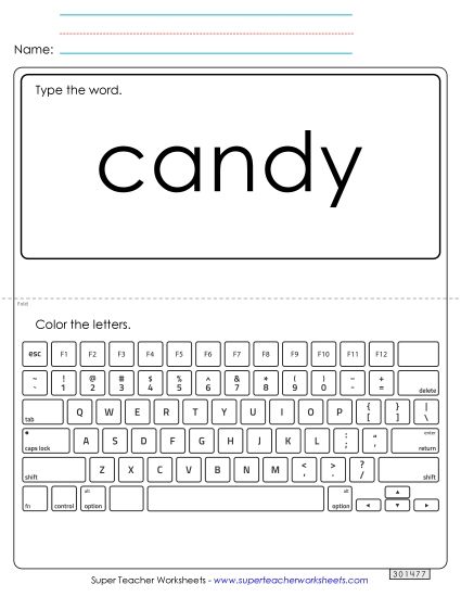 Type the Word: Candy (Printable PDF Worksheet)