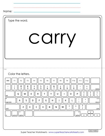 Type the Word: Carry (Printable PDF Worksheet)