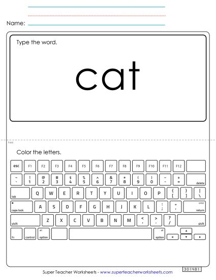 Type the Word: Cat (Printable PDF Worksheet)