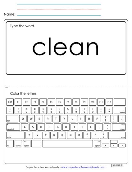 Type the Word: Clean (Printable PDF Worksheet)