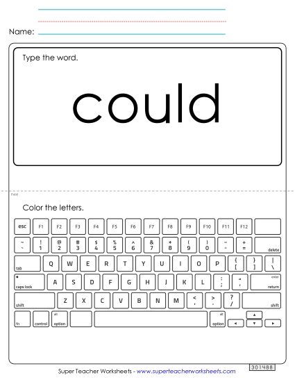 Type the Word: Could (Printable PDF Worksheet)