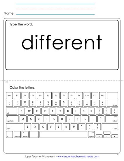 Type the Word: Different (Printable PDF Worksheet)