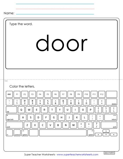 Type the Word: Door (Printable PDF Worksheet)