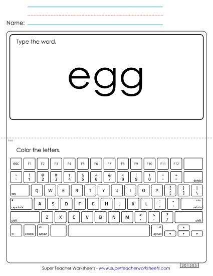 Type the Word: Egg (Printable PDF Worksheet)