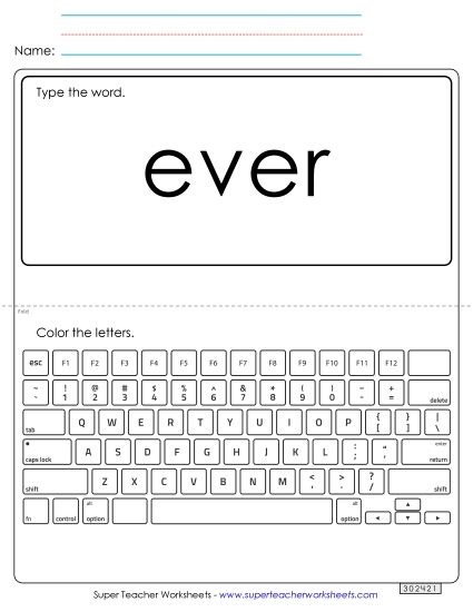 Type the Word: Ever (Printable PDF Worksheet)