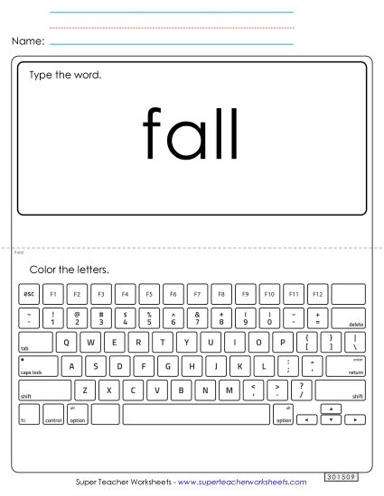 Type the Word: Fall (Printable PDF Worksheet)