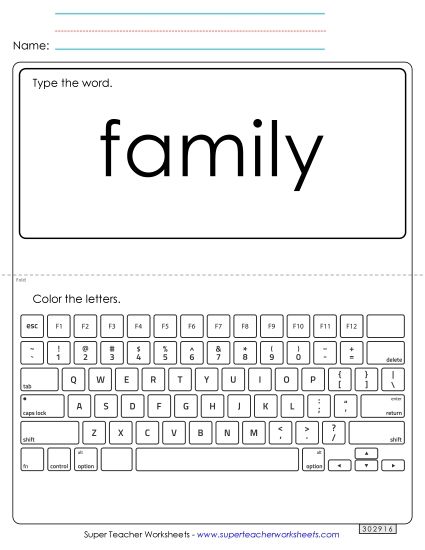 Type the Word: Family (Printable PDF Worksheet)