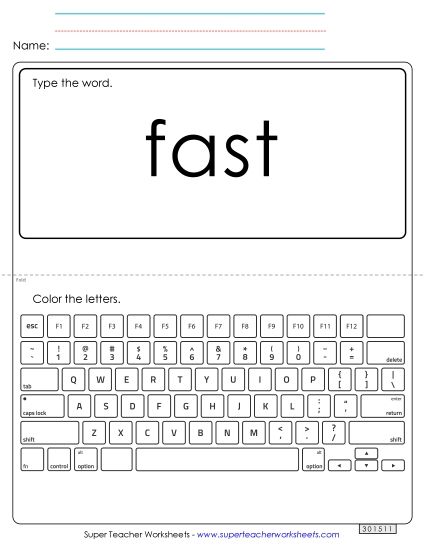 Type the Word: Fast (Printable PDF Worksheet)