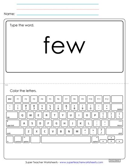 Type the Word: Few (Printable PDF Worksheet)