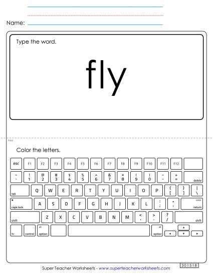 Type the Word: Fly (Printable PDF Worksheet)