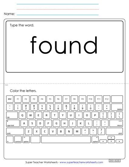 Type the Word: Found (Printable PDF Worksheet)