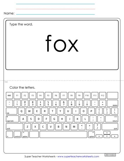 Type the Word: Fox (Printable PDF Worksheet)