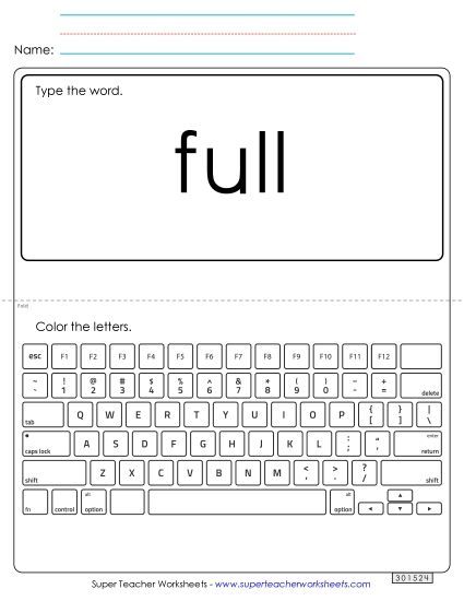 Type the Word: Full (Printable PDF Worksheet)