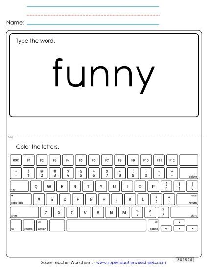 Type the Word: Funny (Printable PDF Worksheet)
